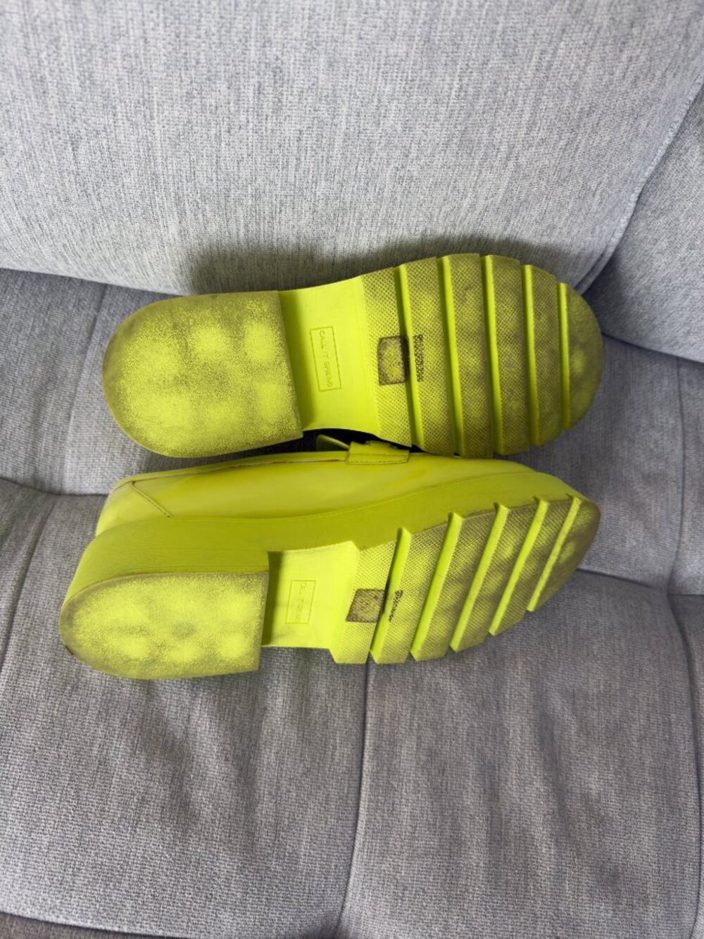 Call It Spring Izzy Neon Lime Platform Penny Loafers Chunky Lug Sole Sz 8 - Picture 11 of 11